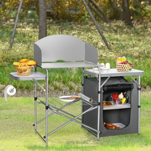 Zložljiva kamping miza s shranjevalnikom