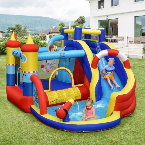 Napihljiv čoln v obliki bouncerja z vodnim toboganom in 550W puhalom