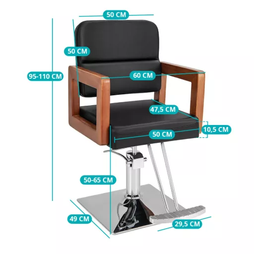 Hidravlična frizerska stolica z ergonomskim dizajnom in nastavljivo višino