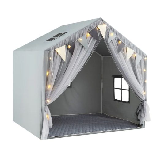 Otroški šotor z lučkami, siv