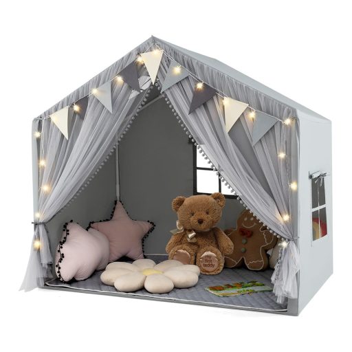 Otroški šotor z lučkami, siv