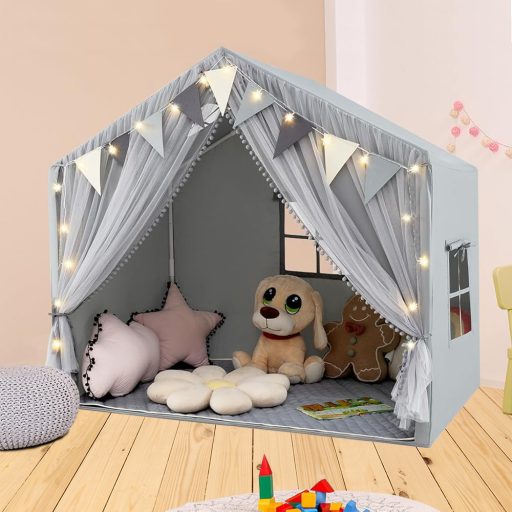 Otroški šotor z lučkami, siv