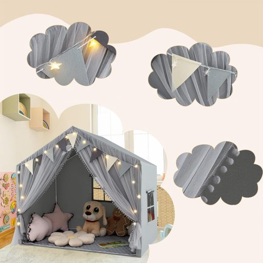 Otroški šotor z lučkami, siv