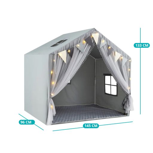 Otroški šotor z lučkami, siv