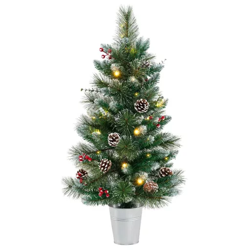 Okrašena umetna božična jelka z 20 toplimi LED lučmi, 90 cm