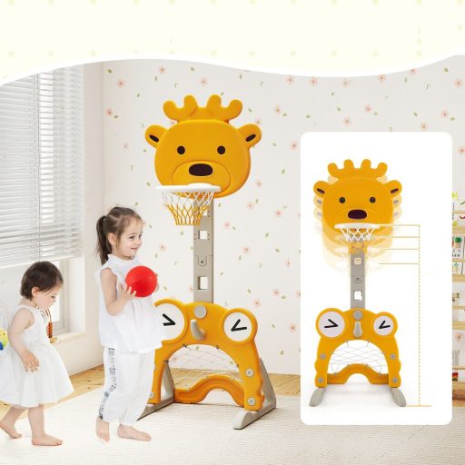 4-v-1 Nastavljiv Košarkarski Koš z Obročem, Oranžen