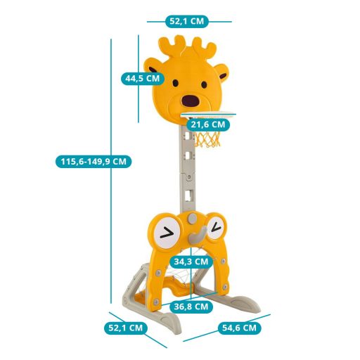 4-v-1 Nastavljiv Košarkarski Koš z Obročem, Oranžen