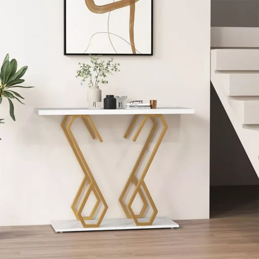 Dekorativna miza z nastavljivimi nogami in marmorjem 100 x 30 x 79 cm