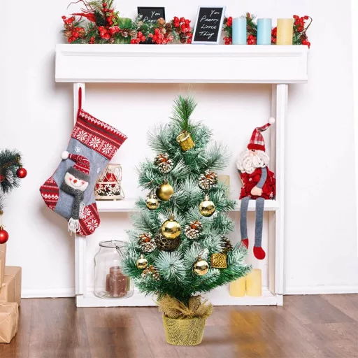 Snežna dekoracija umetna božična jelka s storži 60 cm