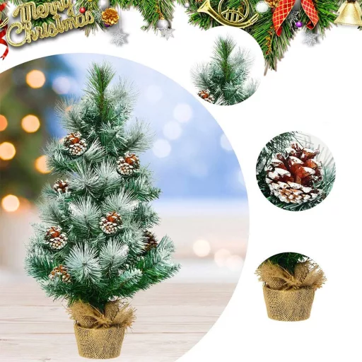 Snežna dekoracija umetna božična jelka s storži 60 cm