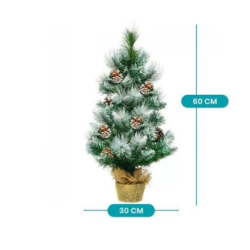 Snežna dekoracija umetna božična jelka s storži 60 cm