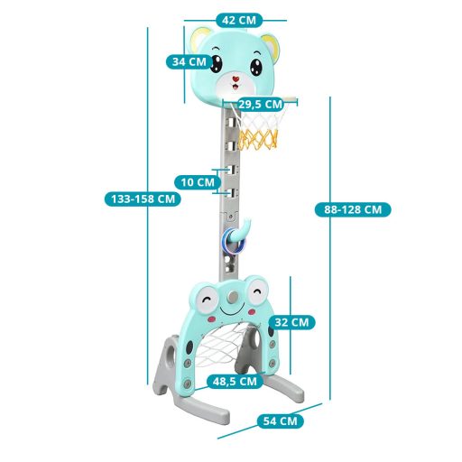 3-v-1 Nastavljiv Košarkarski Koš z Obročem, Modra
