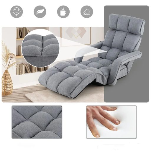 Zložljiva kavč postelja s 6 nastavljivimi položaji, svetlo siva