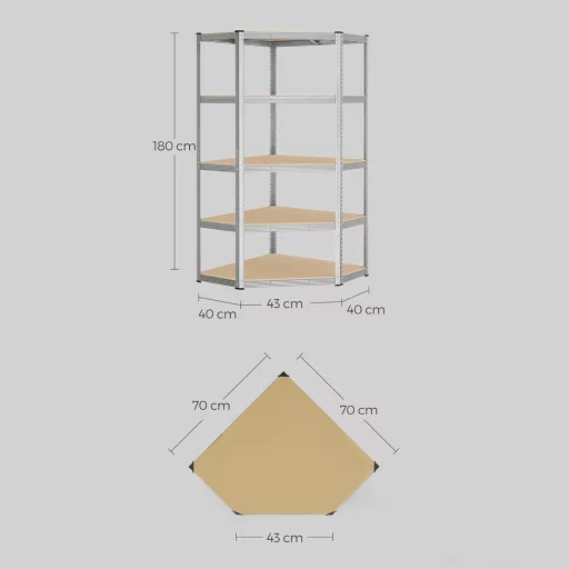 5-nivojski kotni regal 70x70x180