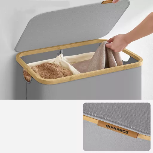 Plastična košara za perilo, siva