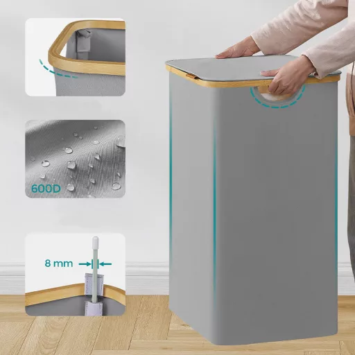 Plastična košara za perilo, siva