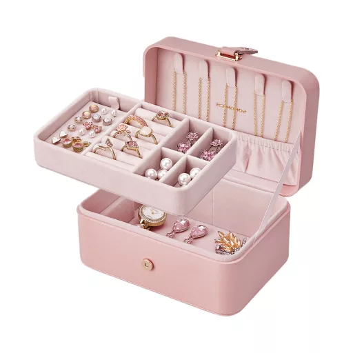 Organizator za nakit roza 16x11x7.8cm