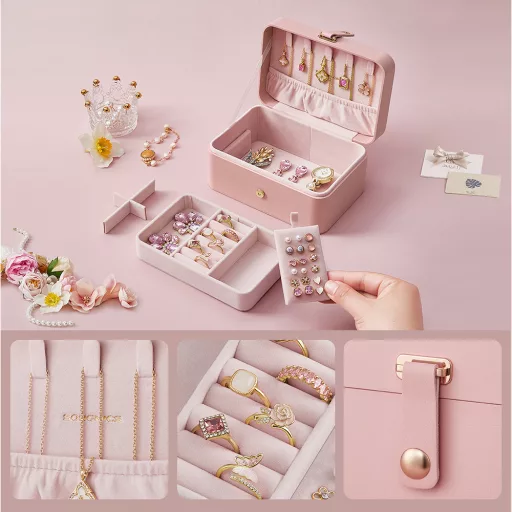 Organizator za nakit roza 16x11x7.8cm