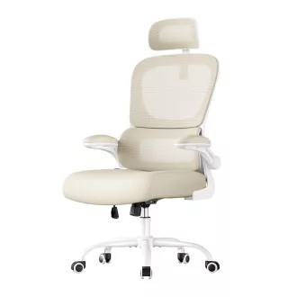 Ergonomska stolica s naslonom za glavu, bež
