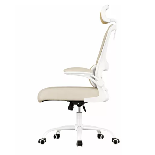 Ergonomska stolica s naslonom za glavu, bež