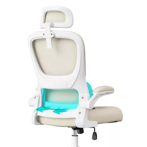 Ergonomska stolica s naslonom za glavu, bež