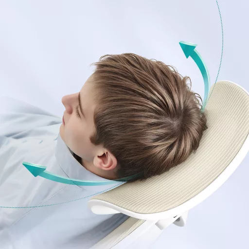 Ergonomska stolica s naslonom za glavu, bež