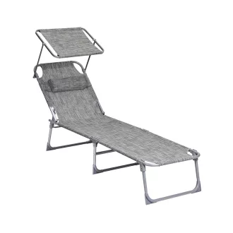 Sonce Lounger s Senčnikom, Svetlo Siva
