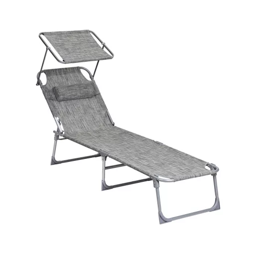 Sonce Lounger s Senčnikom, Svetlo Siva