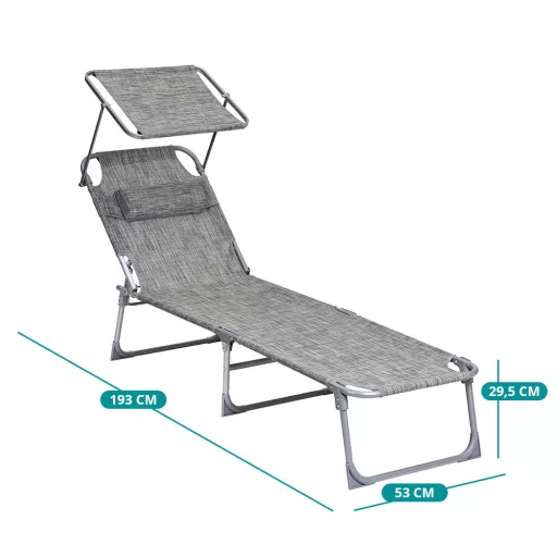 Sonce Lounger s Senčnikom, Svetlo Siva