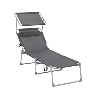 Sonce Lounger s Senčnikom, Temno Siva
