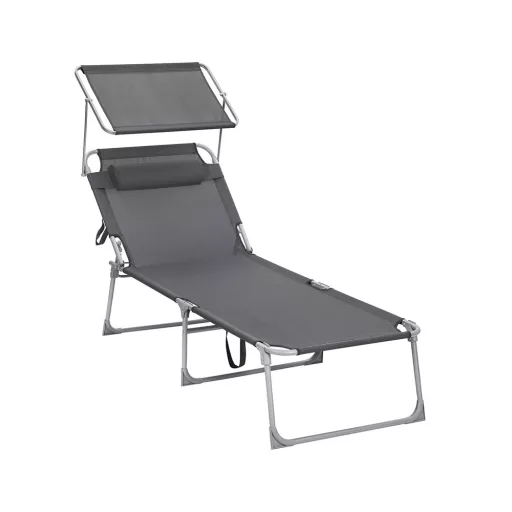 Sonce Lounger s Senčnikom, Temno Siva