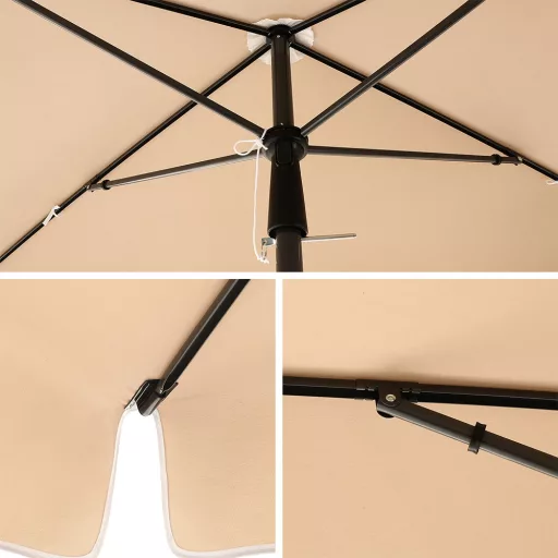 Prilagodljiva sončna dežnik s torbo, 2x1.25m oreh