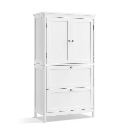 Omara za kopalnico z 2 vrati in 2 predali ter nastavljivo polico - 60x30x110cm