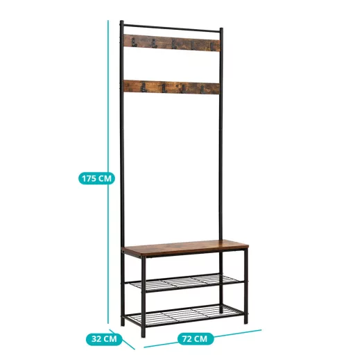 Predsoba stenska enota, rjava, 32 × 70 × 175 cm
