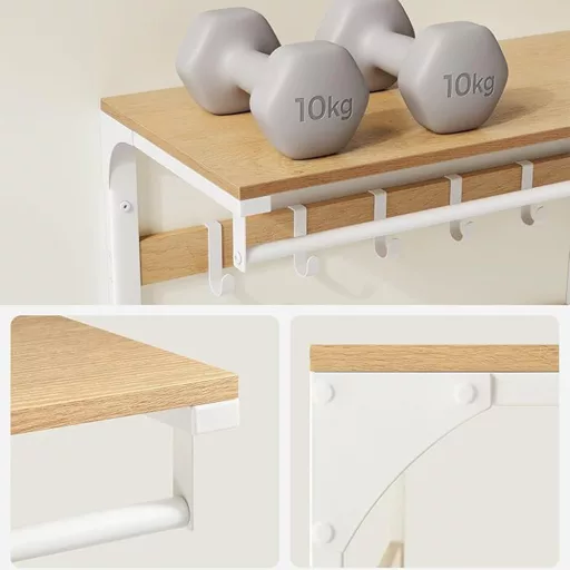 Stenski obešalnik s polico, naraven